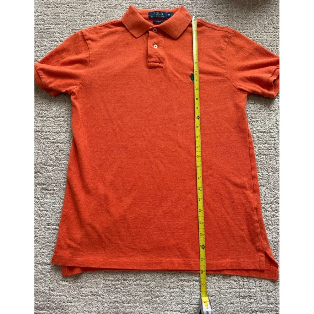 Polo Ralph Lauren Polo Shirt Mens M Orange Slim Fit Short Sleeve Preppy Horse
